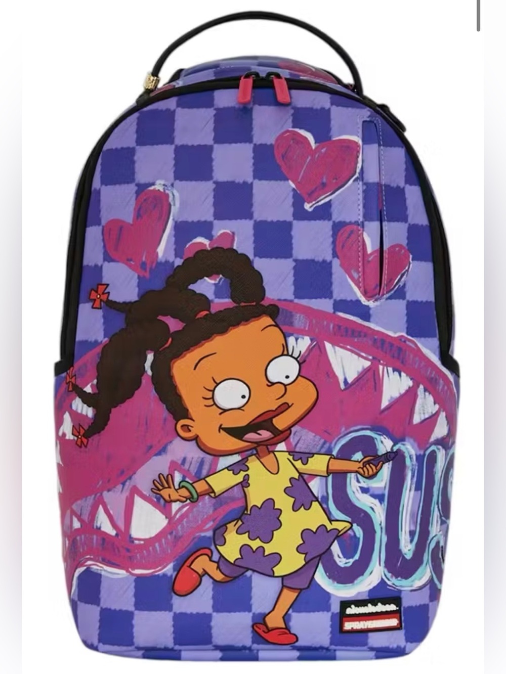 Sprayground Purple Checkerboard Susie Crayon Shark Backpack